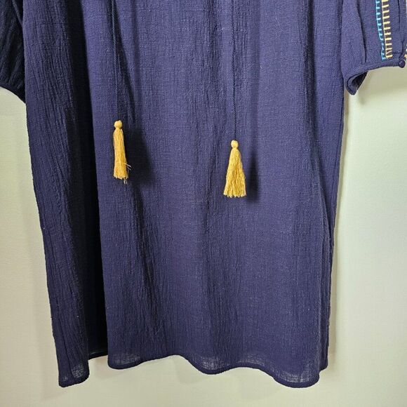 EUC THML BLUE COTTON EMBROIDERED BOHO SHORT DRESS SIZE SMALL - Picture 8 of 16